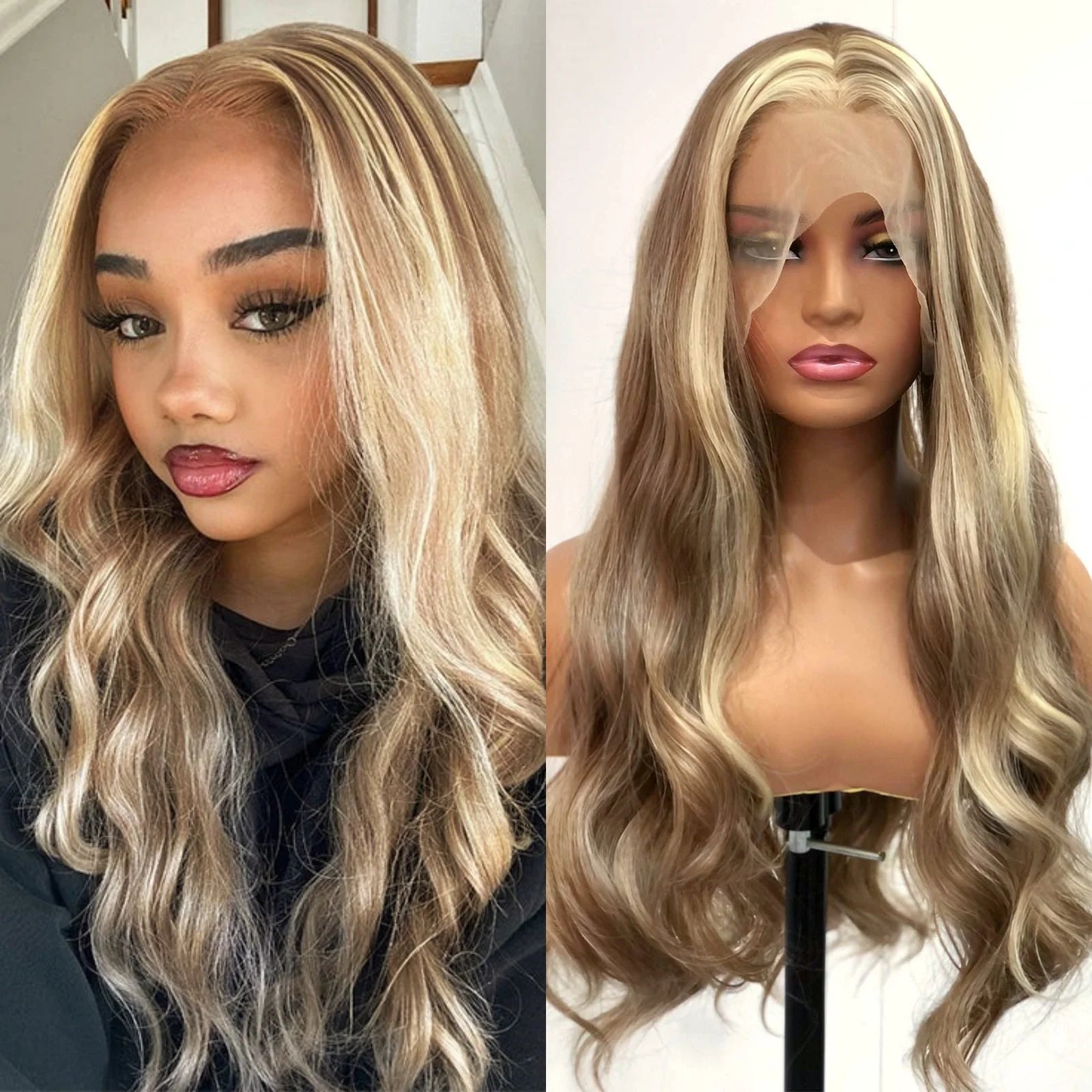 Brown with Ash Blonde Highlights