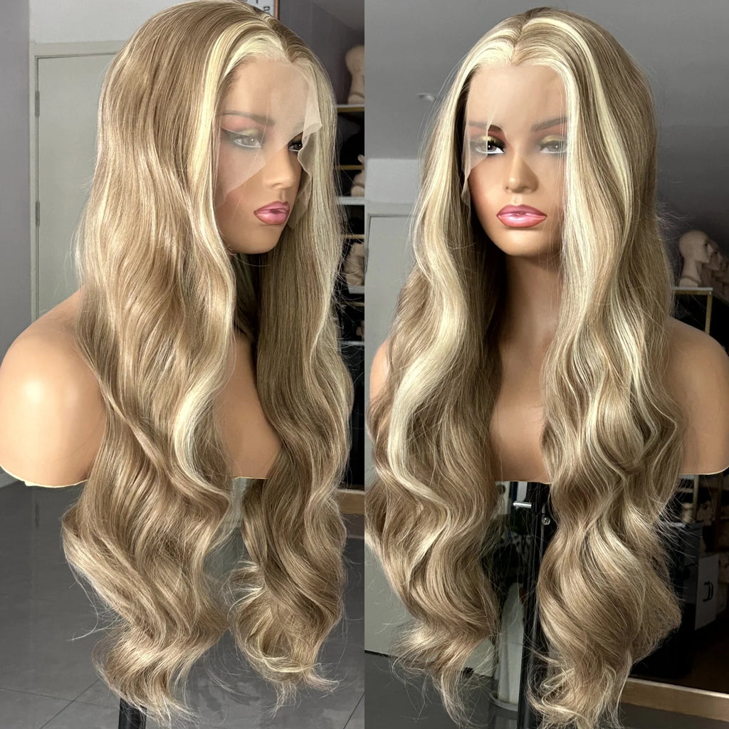 Brown with Ash Blonde Highlights