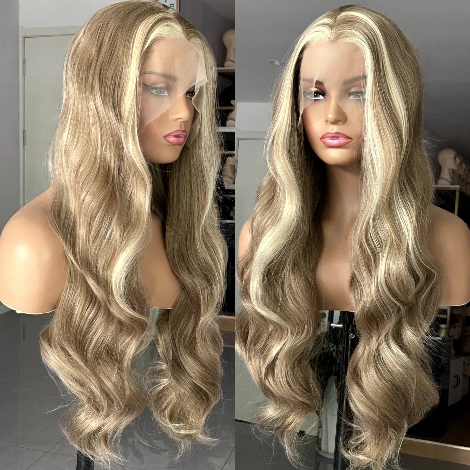 Brown with Ash Blonde Highlights